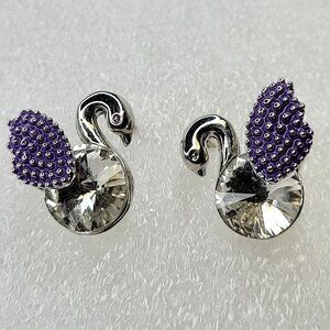 Purple Swan Tiny Earrings